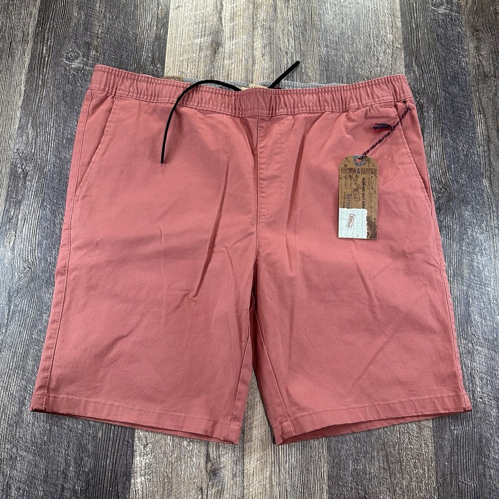 NWT Hudson & Barrow NYC Men's Chino Stretch Elastic Waist Drawstring‎ Shorts 38